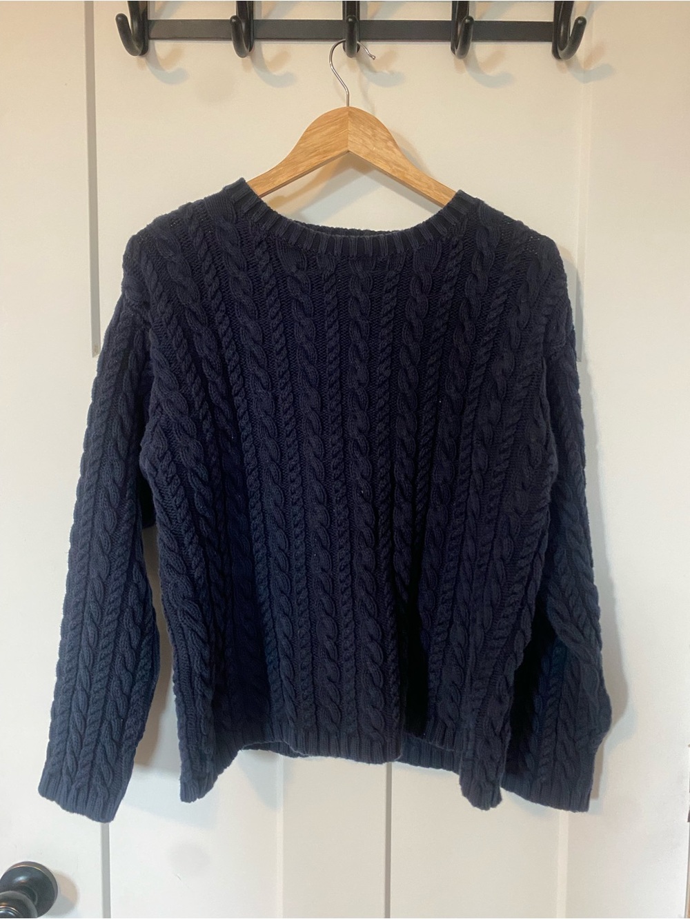 Vintage Eddie Bouer Classic Cable Knit Women's Sweater - Navy
